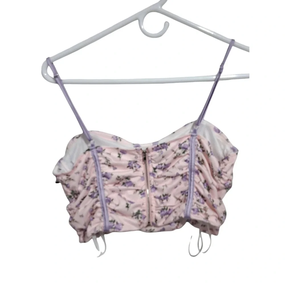 Y2k Babydoll Papaya Corset Women size Small Floral Cropped Fairygrunge Indie Top - Picture 4 of 12